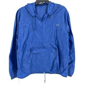 The Hare Vintage 80's Pullover Hooded Windbreaker Jacket Mens Size Large Blue